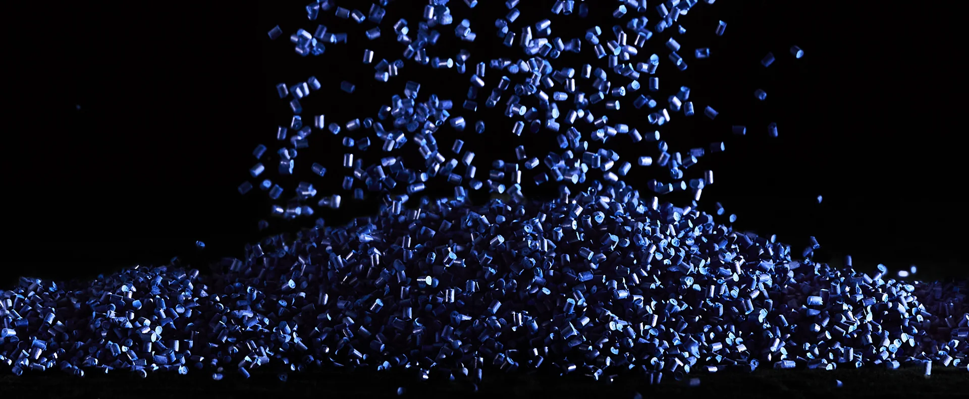 Free flowing blue plastic granules