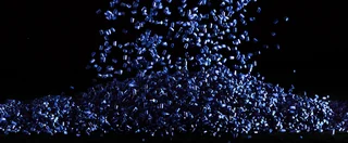 Free flowing blue plastic granules