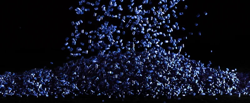Free flowing blue plastic granules